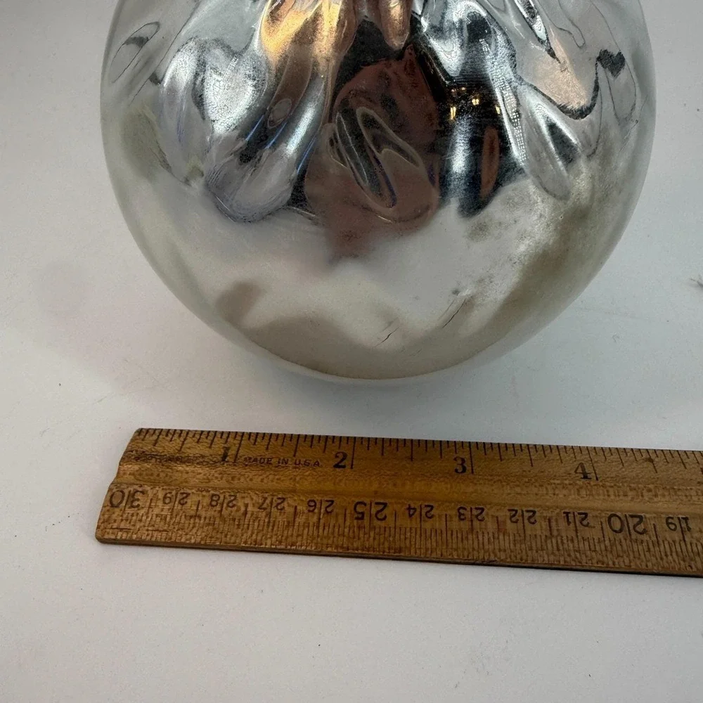 Mercury Glass Ornament Silver‎ Stag Deer Head Hammered Bauble